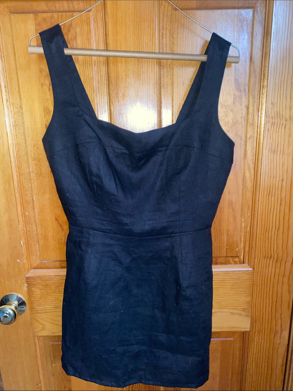 Reformation Black Square-Neck Mini Dress